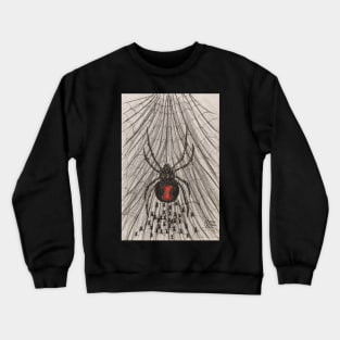 Black widow spider with baby spiders Crewneck Sweatshirt